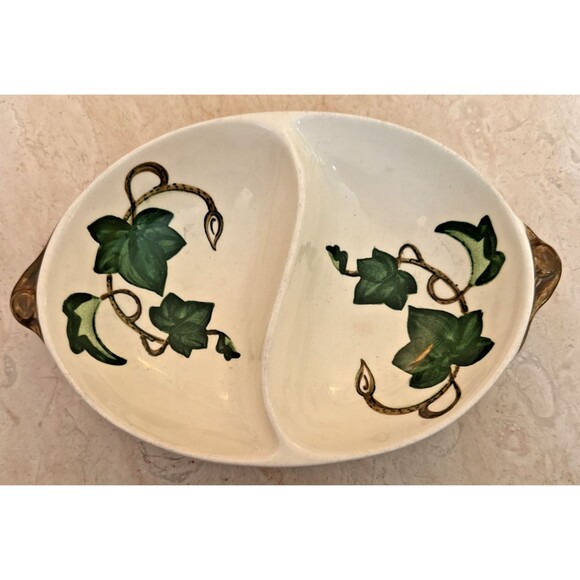 Metlox Poppytrail California Ivy Divided Serving Vegetable Bowl Vintage 1950s - Picture 1 of 4